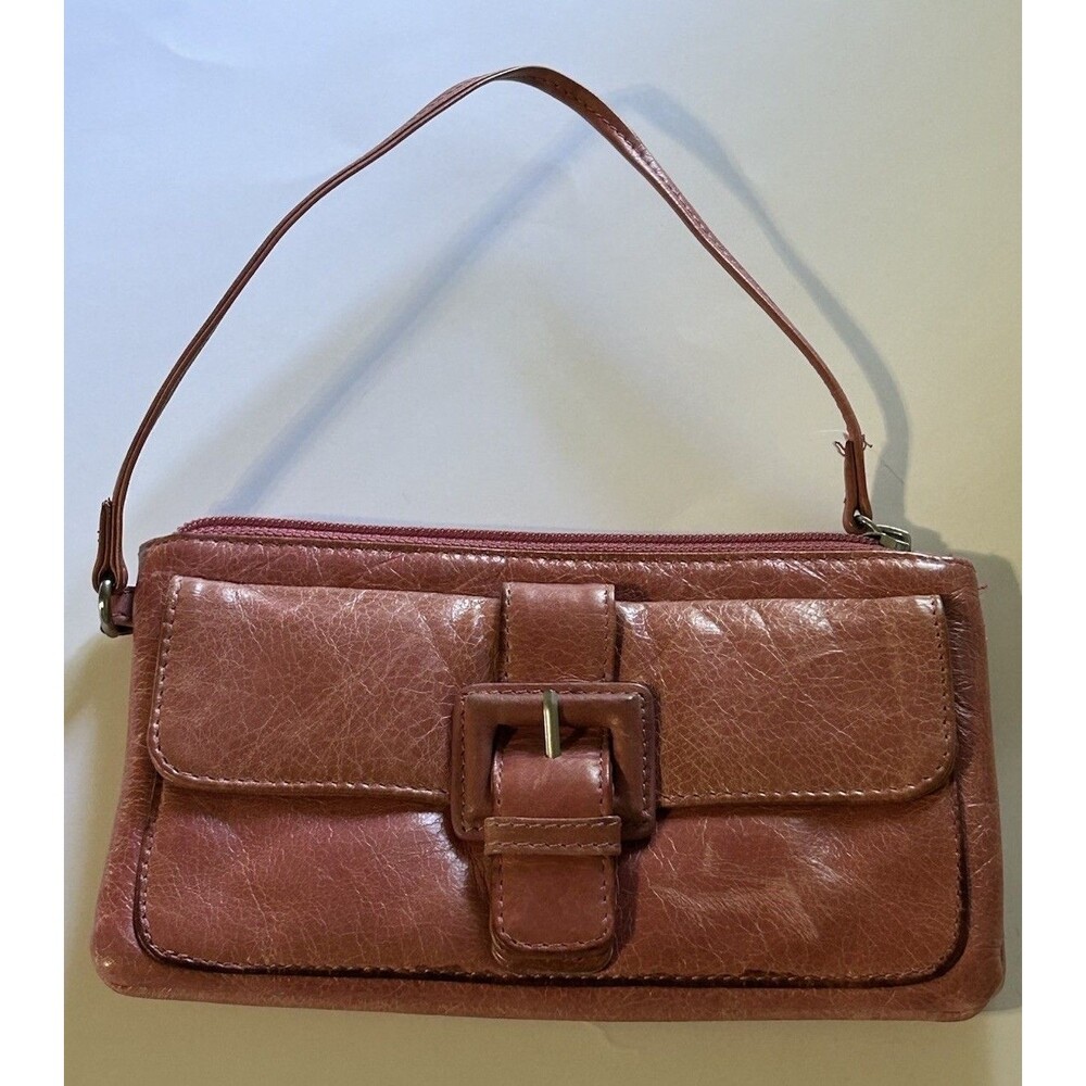 HOBO INTERNATIONAL Pink Leather Wristlet Wallet Decorative Buckle Pockets